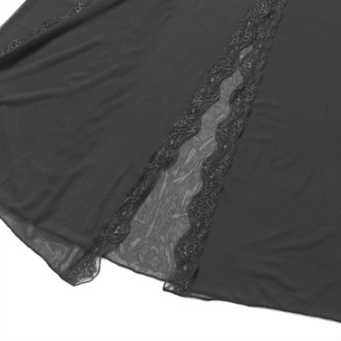 Платье-пеньюар макси с разрезами Star Night с трусиками, с кружевом, черное, S