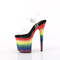 Босоніжки Pleaser Flamingo-808RG-04 *8 дюймів на підборах, 4 дюйми з ремінцем на щиколотці з блискітками, прозорі/різнокольорові