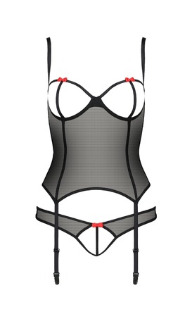 Корсет з відкритими грудьми та трусики HEIDI CORSET black S/M - Passion