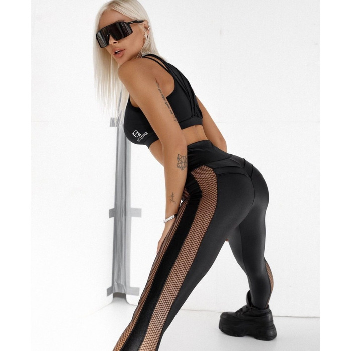 Женский топ с сеткой Fitzona Black Top White Net