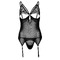 Корсет з підв'язками мереживною Daring Intimates Underboob Cami Garter, зі стрінгами, чорний, S/M