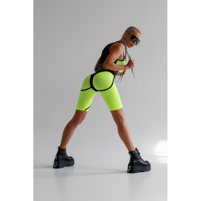 Велосипедки FZ Shiny Lime Bike Shorts with Imitation Black Thongs