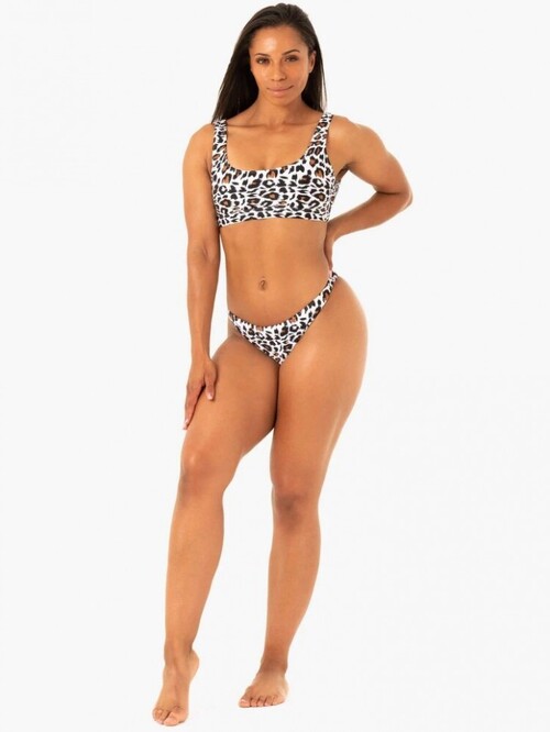 Купальный топ Ryderwear Leopard Scoop Bikini Top