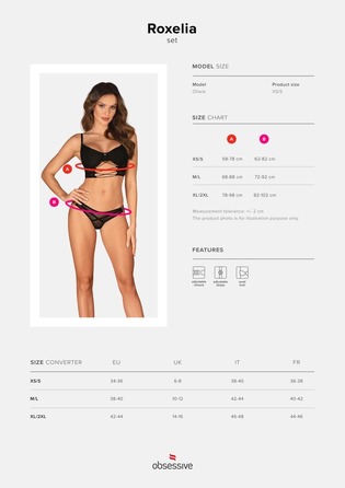 Комплект Obsessive Roxelia, чорний, XS/S