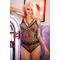 Еротичний комплект із трикотажної сітки з яскравими вставками Fantasy Lingerie чорний, L/XL