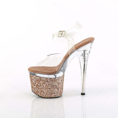 Босоножки Esteem-708LG, каблук 7 дюймов, ремешок на щиколотке 3 дюйма, прозрачный/розовое золото