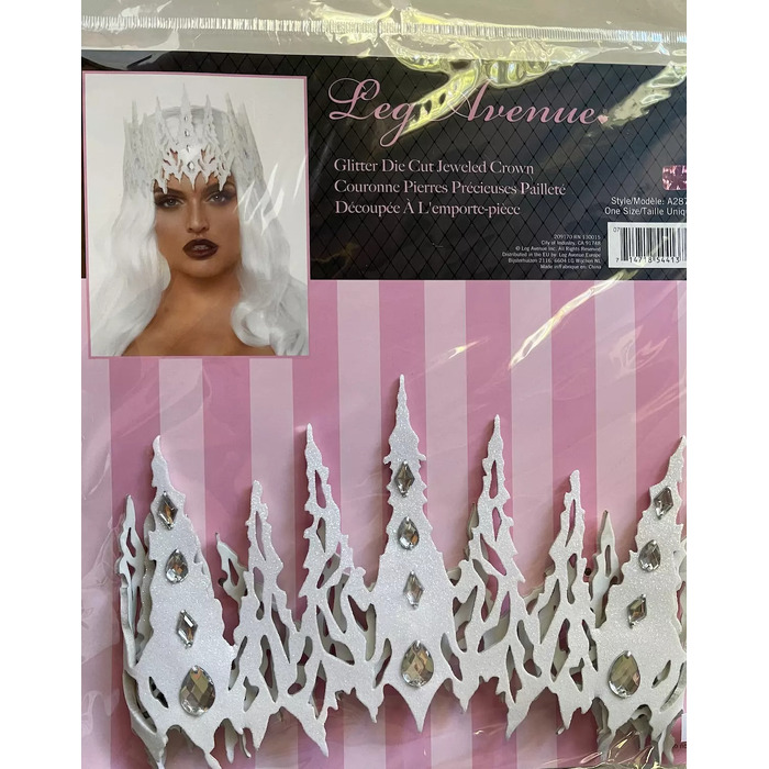 Корона с кристаллами Glitter Die Cut Jeweled Crown от Leg Avenue, белая