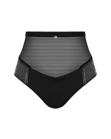 Трусики полупрозрачные с блестящей бахромой Obsessive MILLADIS черный, M/L