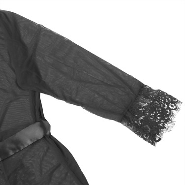 Халатик Star Night с узорами и поясом, черный, XS-S