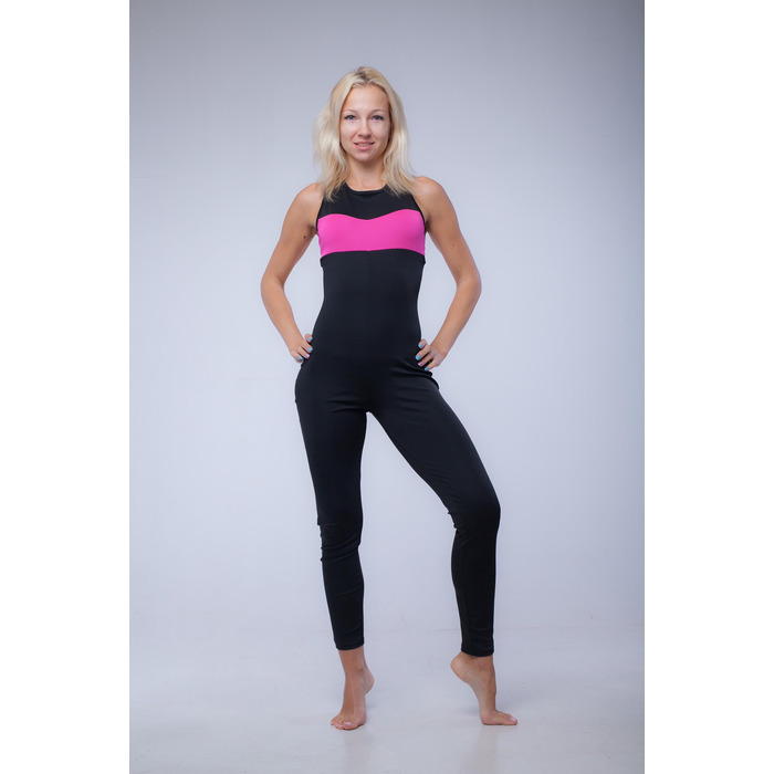 Комбинезон для воздушной гимнастики чёрный с розовым