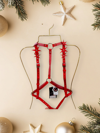 Портупея Candy Hero Star з декоративними елементами у вигляді зірочок, екошкіра, червона