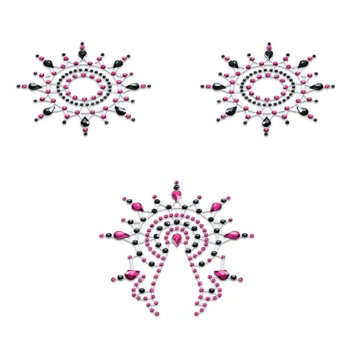 Украшения для груди и бикини со стразами Gloria Petits Joujoux, черно-розовые