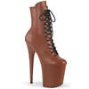 Ботинки Flamingo-1020, каблук 8 дюймов, 4-дюймовые PF-ботинки со шнуровкой спереди, молния сбоку, кофейная веганская кожа