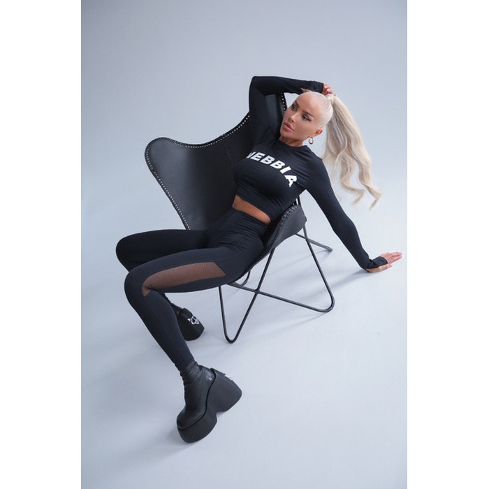 ТОП LONG SLEEVE THUMBHOLE SPORTY CROP TOP BLACK 585
