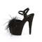 Босоножки Pleaser Adore-709F, каблук 7 дюймов, ремешком на щиколотке шириной 2 3/4 дюйма, с перьями, черная замша