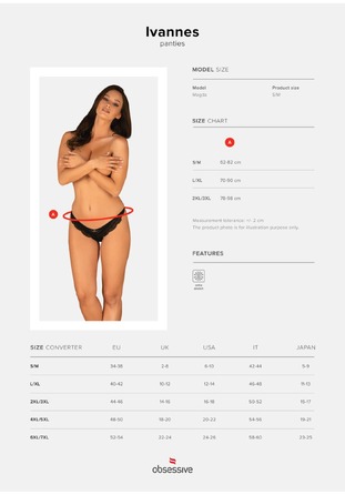 Трусики напівпрозорі з мереживом Obsessive Ivannes чорний, L/XL