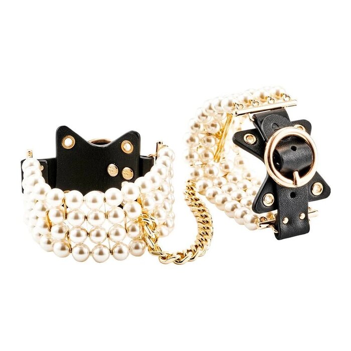 Наручники Guilty Pleasure Allure з перлами, чорно-золоті
