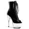 Ботильоны Pleaser Adore-1021 с каблуком 7 дюймов, открытым носком 2 3/4 дюйма, шнуровкой и боковой молнией, чёрные/прозрачные