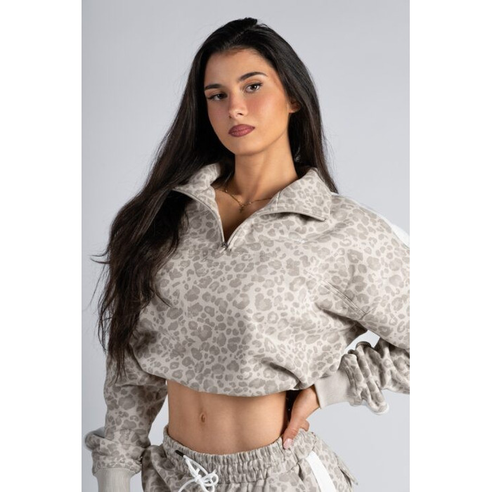 Кофта Nebbia Half-Zip Leopard Sweatshirt PRIMAL Cream Leopard 866