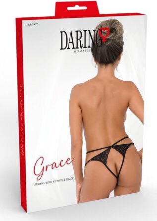 Трусики кружевные с интимным вырезом S/M Grace Daring Intimates, черные