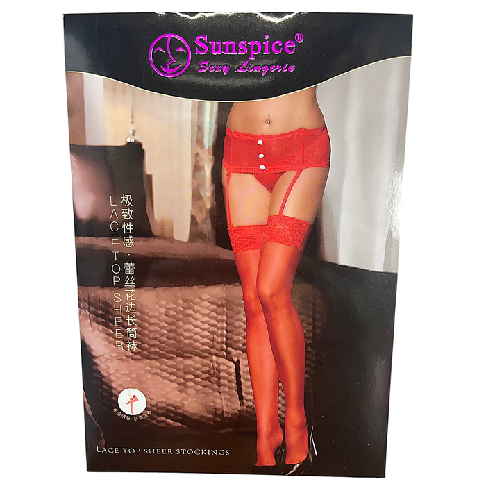 Панчохи з широким ажурним мереживом Sunspice чорні