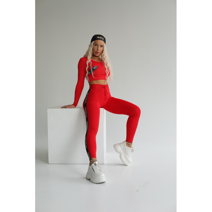 Топ Fitzona RED TOP WITH LONG SLEEVES AND ELASTIC DETAIL