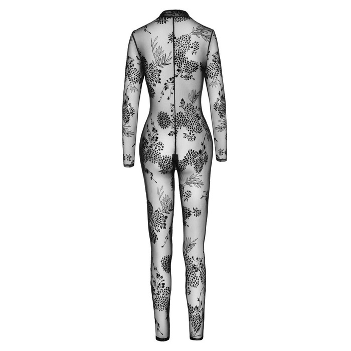 Комбінезон сексуальний напівпрозорий L F237 Noir Handmade, з візерунком та блискавкою