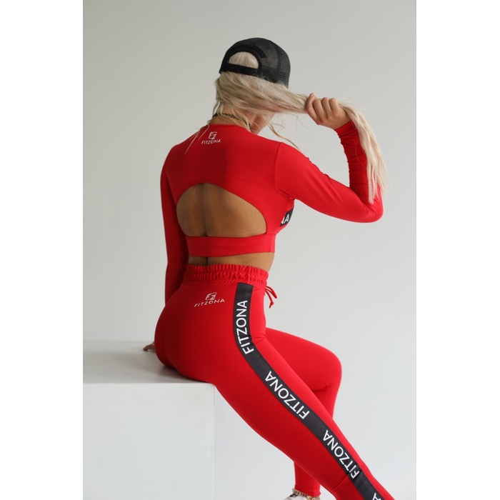 Топ Fitzona RED TOP WITH LONG SLEEVES AND ELASTIC DETAIL