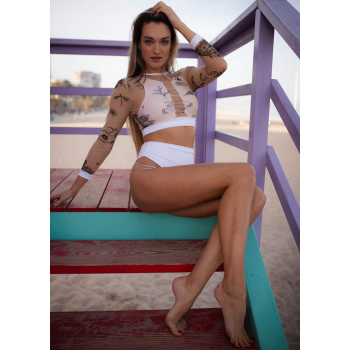 Купальник з високою посадкою з spf35 'Manya + рашгард ТАТУ” (3 предмети), комплект