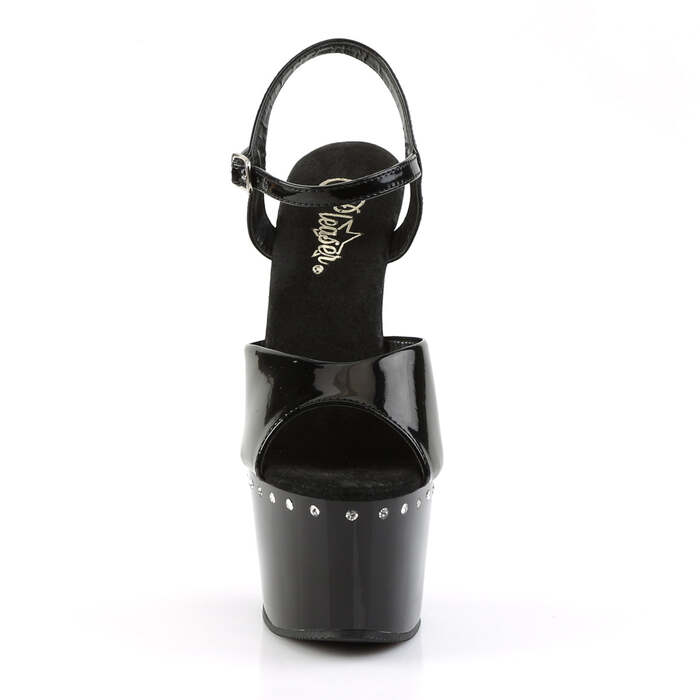 Босоніжки Adore-709LS на підборах 7 дюймів, з ремінцем на щиколотці 2 3/4 дюйма з ремінцем PF RS, чорні