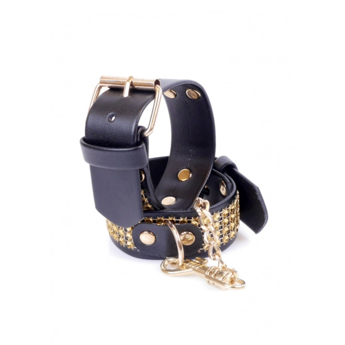 Наручники Fetish Boss Series Наручники со стразами 3 см Золото