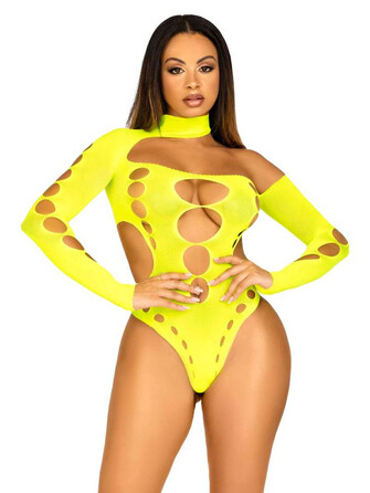 Боди с ассиметричными стрингами Leg Avenue, желтый O\S