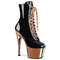 Ботильоны Pleaser Adore-1020, каблук 7 дюймов, высота ботинок 6 см, шнуровка, боковая молния, цвет чёрный/розовое золото