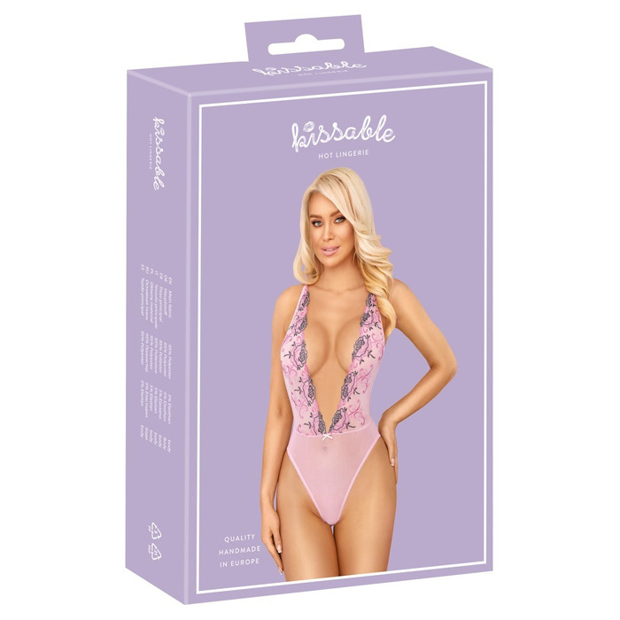 Нежное розовое боди с глубоким вырезом Kissable S/M