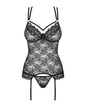 Комплект корсет с трусиками Obsessive 860-COR-1 черный, S/M