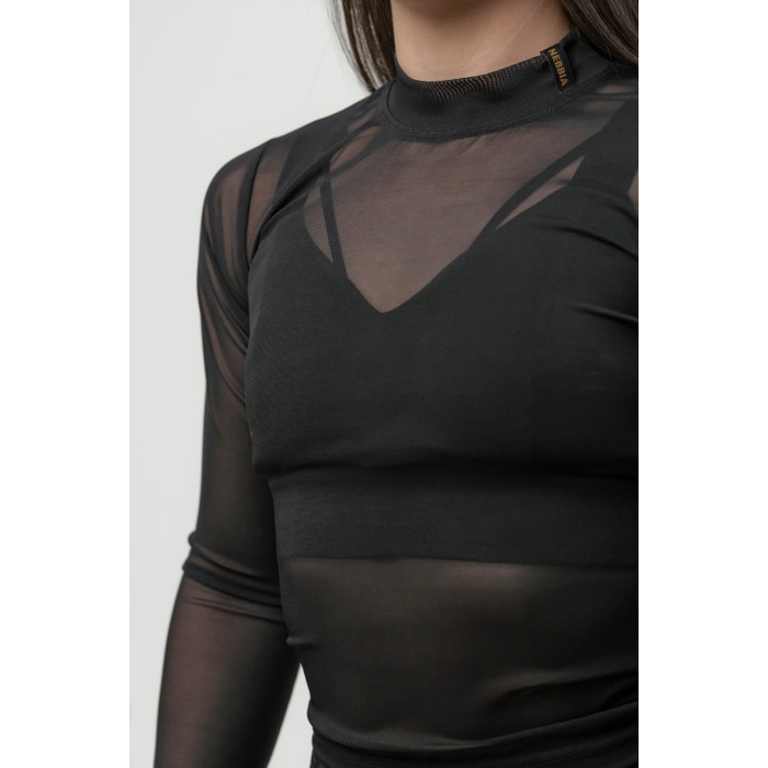 Лонгслів Nebbia Women's Mesh Long Sleeve Top INTENSE Sheer Gold 847