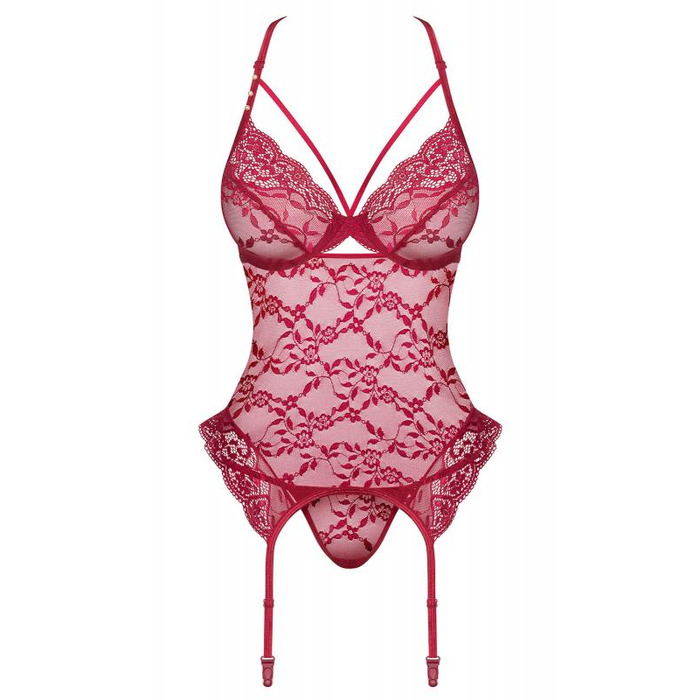 Комплект Obsessive Ivetta корсет та стрінги S/M