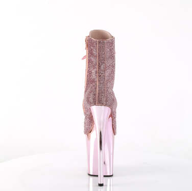 Ботинки Flamingo-1020CHRS *Каблук 8 дюймов, ботильоны RS с декоративной отделкой, шнуровка 4 дюйма, боковая молния, нежно-розовый