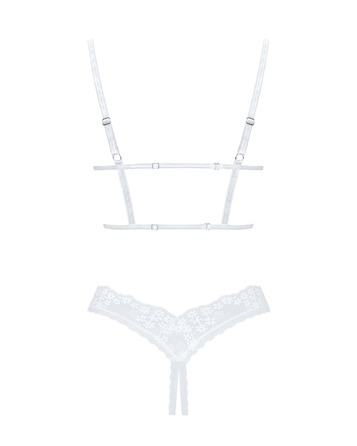 Сексуальный белый комплект Obsessive Heavenlly лиф открытый и трусики с открытым доступом, XS/S