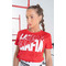 Футболка жіноча LABELLAMAFIA CROPPED ICON 22958 червона мереживна еластична