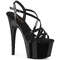 Босоніжки Pleaser Adore-713 на підборах 7 дюймів, з перехресними ремінцями 2 3/4 дюйма, чорні лаковані