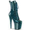 Ботинки Pleaser Flamingo-1040GP, каблук 8 дюймов, 4-дюймовые PF-ботинки со шнуровкой спереди, боковая молния, бирюзовый цвет