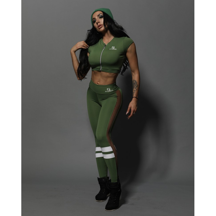 Легінси GREEN LEGGINGS WHITE STRIPES