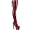 Чоботи Pleaser Adore-3063 на підборах 7 дюймів, чоботи до стегна зі шнурівкою ззаду 2 3/4 дюйма, еластичні, збоку блискавка, бордовий еластичний лак