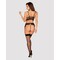 Комплект кружевной Obsessive Lashy из трех частей, черный, L/XL