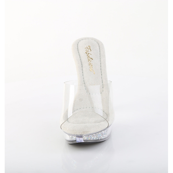 Шлепанцы Cocktail-501RSI, каблук 5 дюймов, 2,5 см, PF-шлепанцы со вставками RS, прозрачные/серебристые стразы