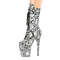 Ботинки Pleaser Flamingo-1050SP, каблук 8 дюймов, 4-дюймовые PF-сапоги до середины голени, шнуровка спереди, молния сбоку, белые/черные