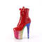 Чоботи Pleaser Flamingo-1020HG *8-дюймовий каблук, 4-дюймові черевики на шнурівці спереду з PF, блискавка збоку, червоні/різнокольорові