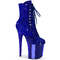 Ботинки Pleaser Flamingo-1020CHRS *Каблук 8 дюймов, ботильоны RS с отделкой, шнуровкой 4 дюйма, боковая молния, синие