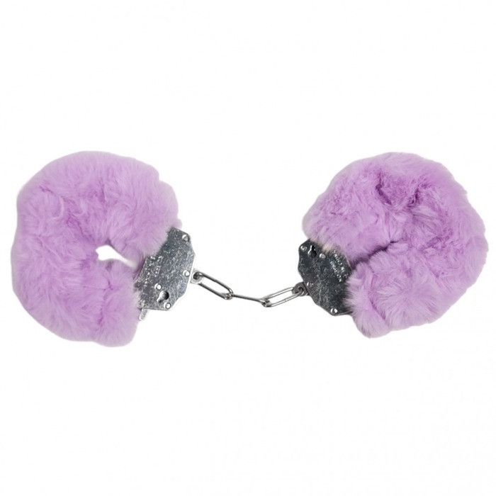 Наручники метал із хутром Plush handcuffs, фіолетові